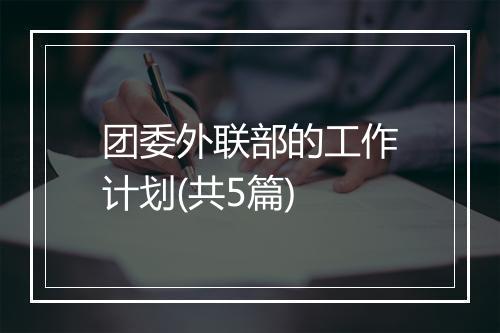 团委外联部的工作计划(共5篇)