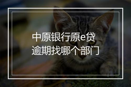 中原银行原e贷逾期找哪个部门