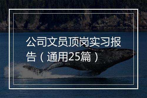 公司文员顶岗实习报告（通用25篇）