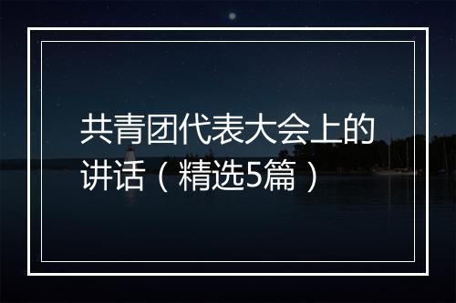 共青团代表大会上的讲话（精选5篇）