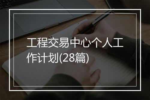 工程交易中心个人工作计划(28篇)