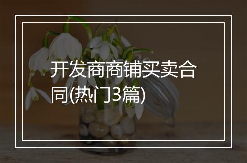 开发商商铺买卖合同(热门3篇)