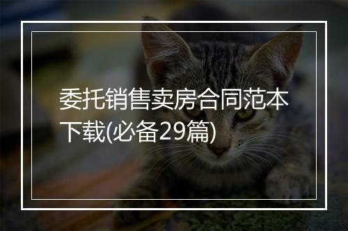 委托销售卖房合同范本下载(必备29篇)