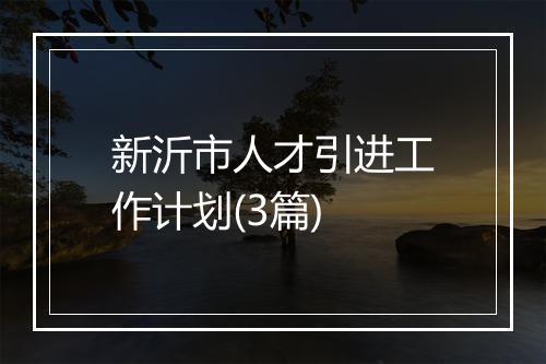 新沂市人才引进工作计划(3篇)