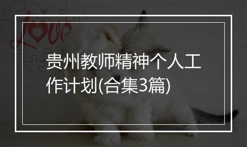 贵州教师精神个人工作计划(合集3篇)