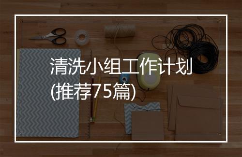 清洗小组工作计划(推荐75篇)