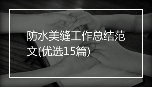 防水美缝工作总结范文(优选15篇)
