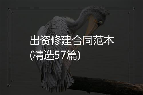 出资修建合同范本(精选57篇)