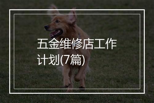 五金维修店工作计划(7篇)
