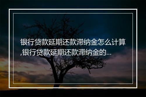 银行贷款延期还款滞纳金怎么计算,银行贷款延期还款滞纳金的处理办法
