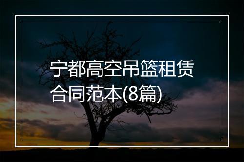 宁都高空吊篮租赁合同范本(8篇)
