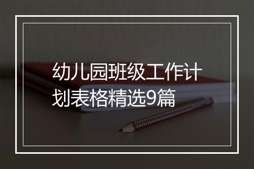 幼儿园班级工作计划表格精选9篇