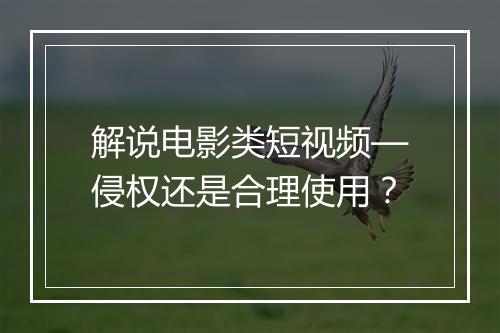 解说电影类短视频—侵权还是合理使用？