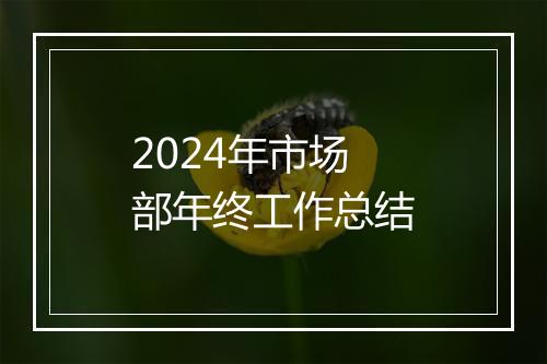 2024年市场部年终工作总结