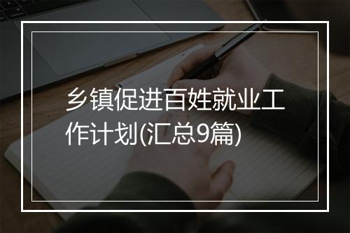 乡镇促进百姓就业工作计划(汇总9篇)