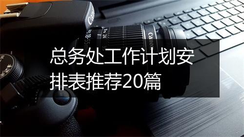 总务处工作计划安排表推荐20篇