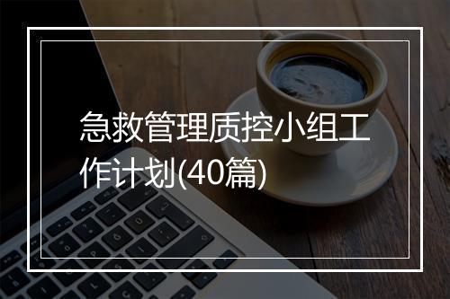 急救管理质控小组工作计划(40篇)