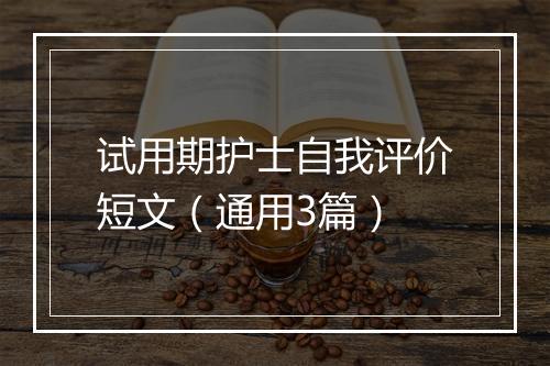 试用期护士自我评价短文（通用3篇）