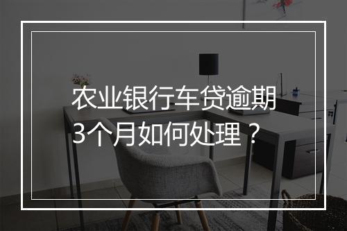 农业银行车贷逾期3个月如何处理？