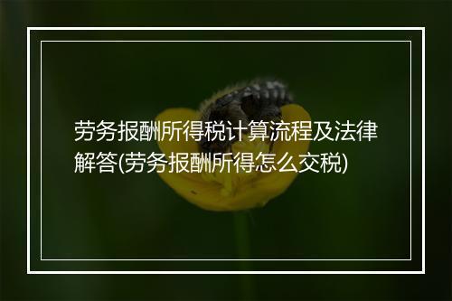劳务报酬所得税计算流程及法律解答(劳务报酬所得怎么交税)