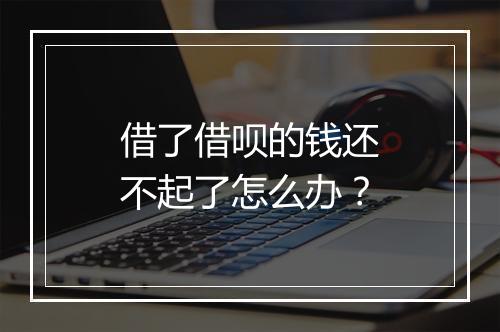借了借呗的钱还不起了怎么办？
