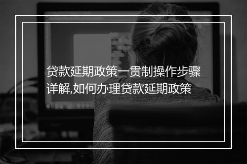贷款延期政策一贯制操作步骤详解,如何办理贷款延期政策