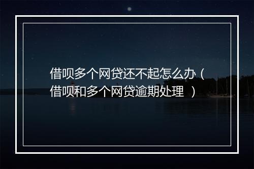 借呗多个网贷还不起怎么办（借呗和多个网贷逾期处理 ）