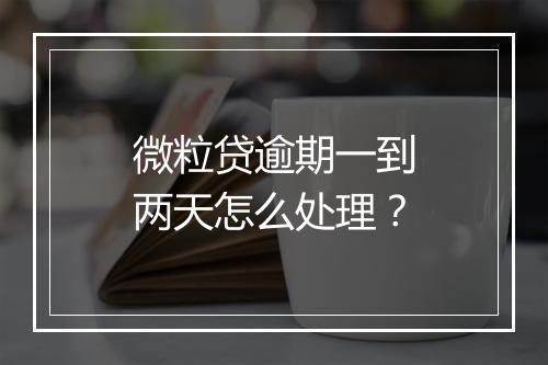 微粒贷逾期一到两天怎么处理？