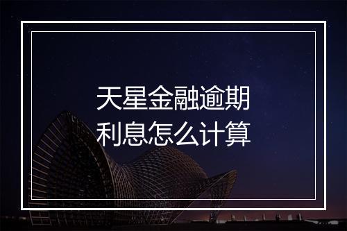 天星金融逾期利息怎么计算