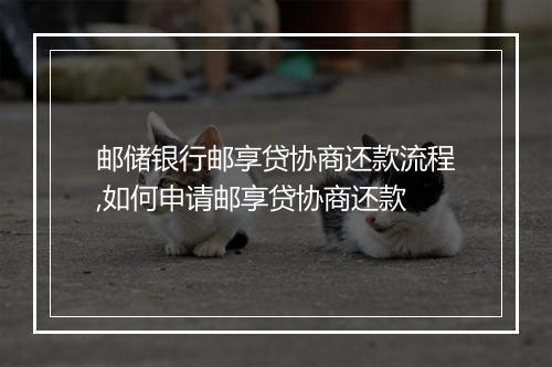 邮储银行邮享贷协商还款流程,如何申请邮享贷协商还款