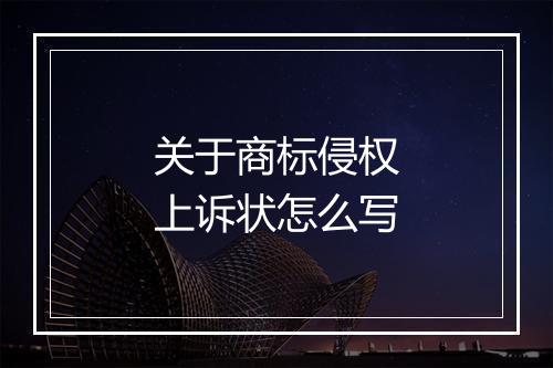 关于商标侵权上诉状怎么写