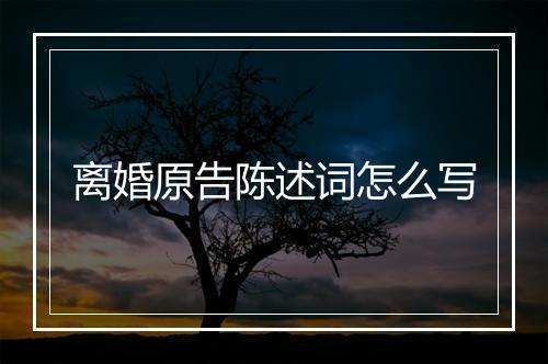 离婚原告陈述词怎么写