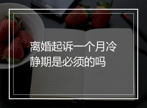 离婚起诉一个月冷静期是必须的吗
