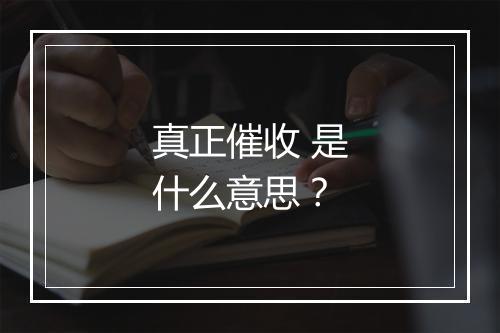 真正催收 是什么意思？