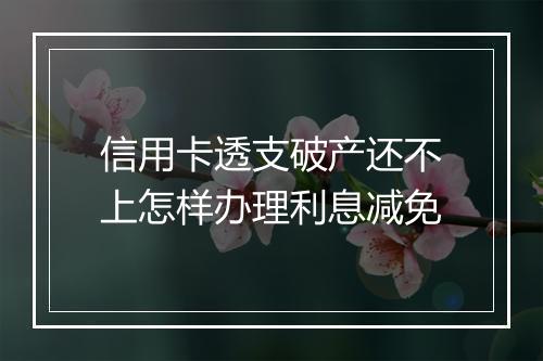 信用卡透支破产还不上怎样办理利息减免