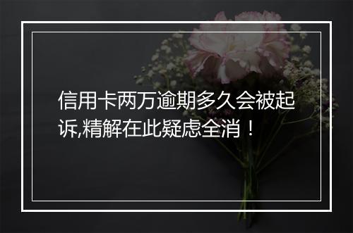 信用卡两万逾期多久会被起诉,精解在此疑虑全消！