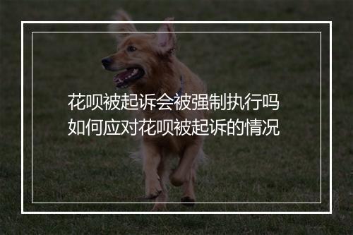 花呗被起诉会被强制执行吗 如何应对花呗被起诉的情况