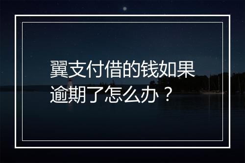 翼支付借的钱如果逾期了怎么办？