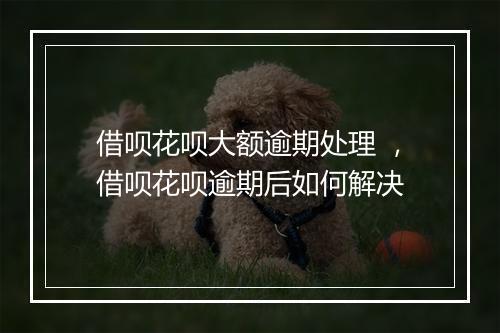 借呗花呗大额逾期处理 ，借呗花呗逾期后如何解决