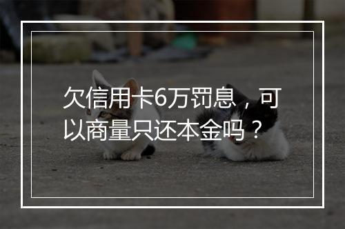 欠信用卡6万罚息，可以商量只还本金吗？