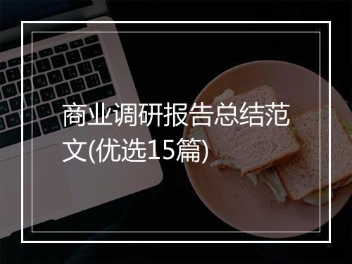 商业调研报告总结范文(优选15篇)