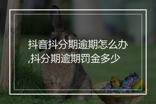 抖音抖分期逾期怎么办,抖分期逾期罚金多少