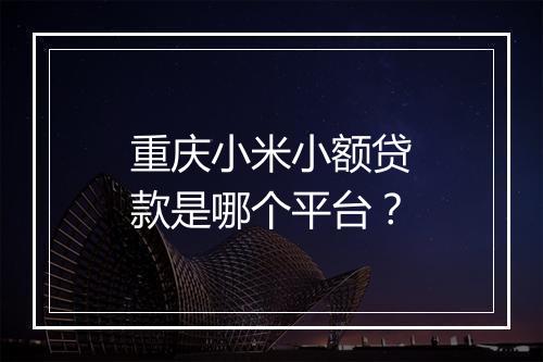 重庆小米小额贷款是哪个平台？