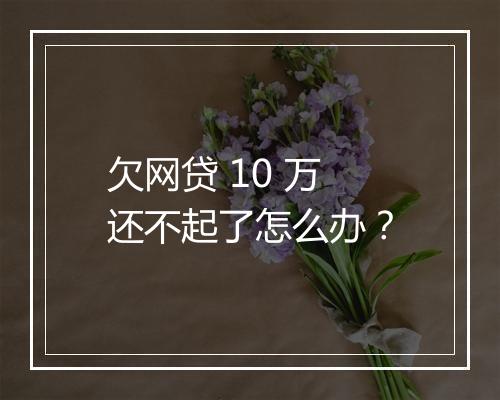 欠网贷 10 万还不起了怎么办？
