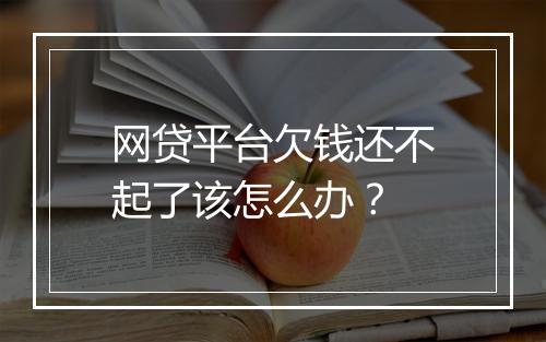 网贷平台欠钱还不起了该怎么办？