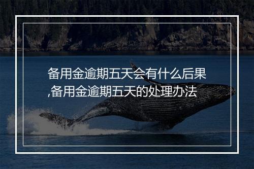 备用金逾期五天会有什么后果,备用金逾期五天的处理办法
