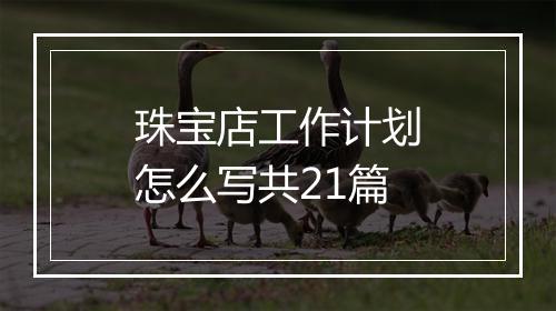 珠宝店工作计划怎么写共21篇