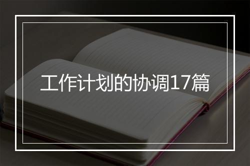 工作计划的协调17篇