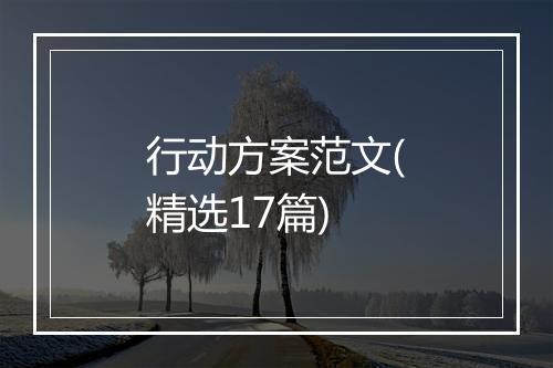 行动方案范文(精选17篇)