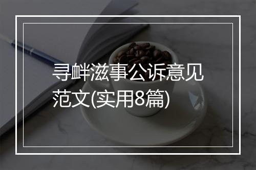寻衅滋事公诉意见范文(实用8篇)